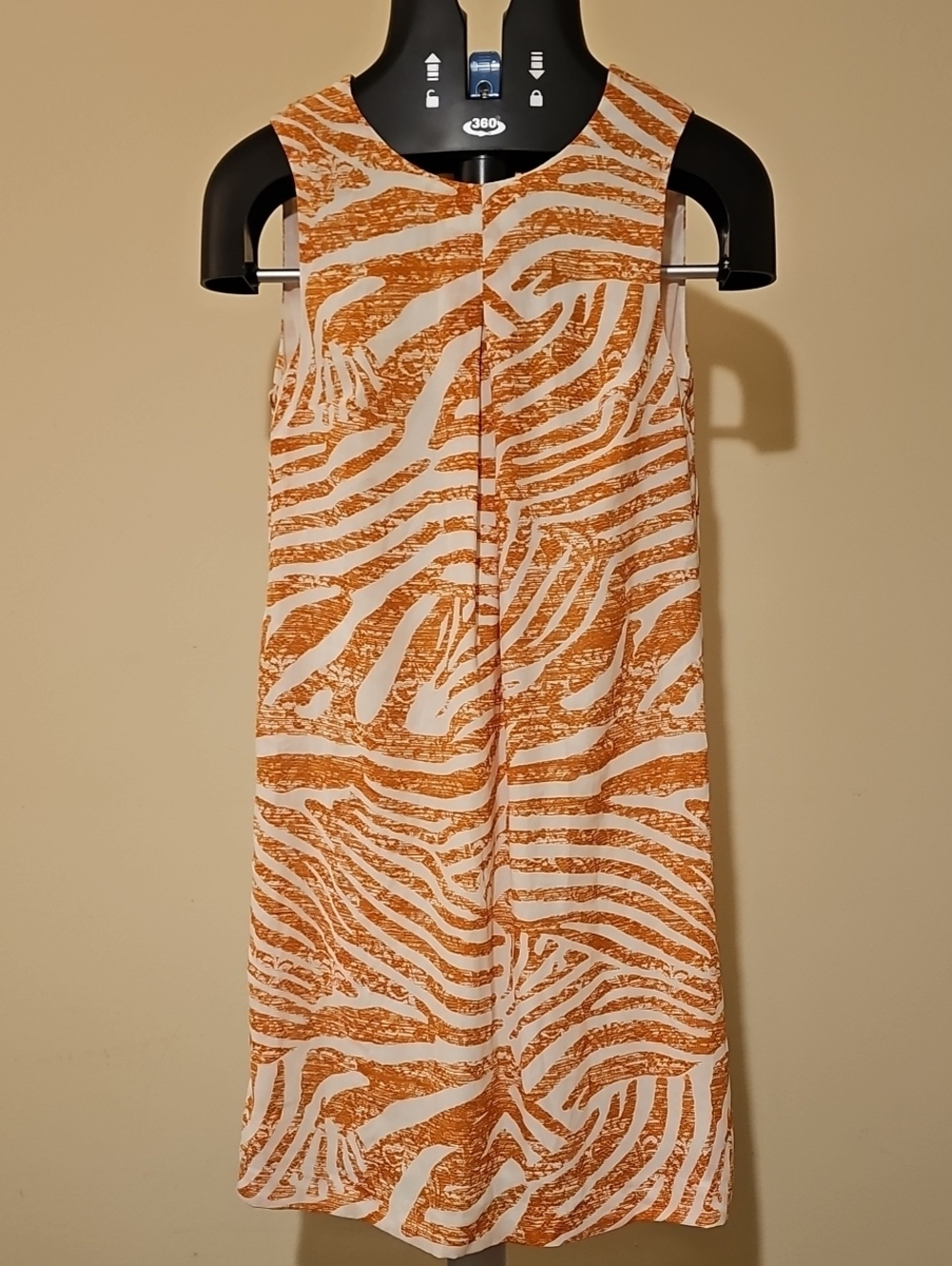 H&M Sleeveless Zebra-Print Shift Dress in Rust and White Size 4
